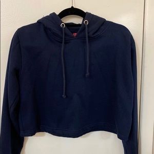 Boohoo Navy Cropped Hoodie